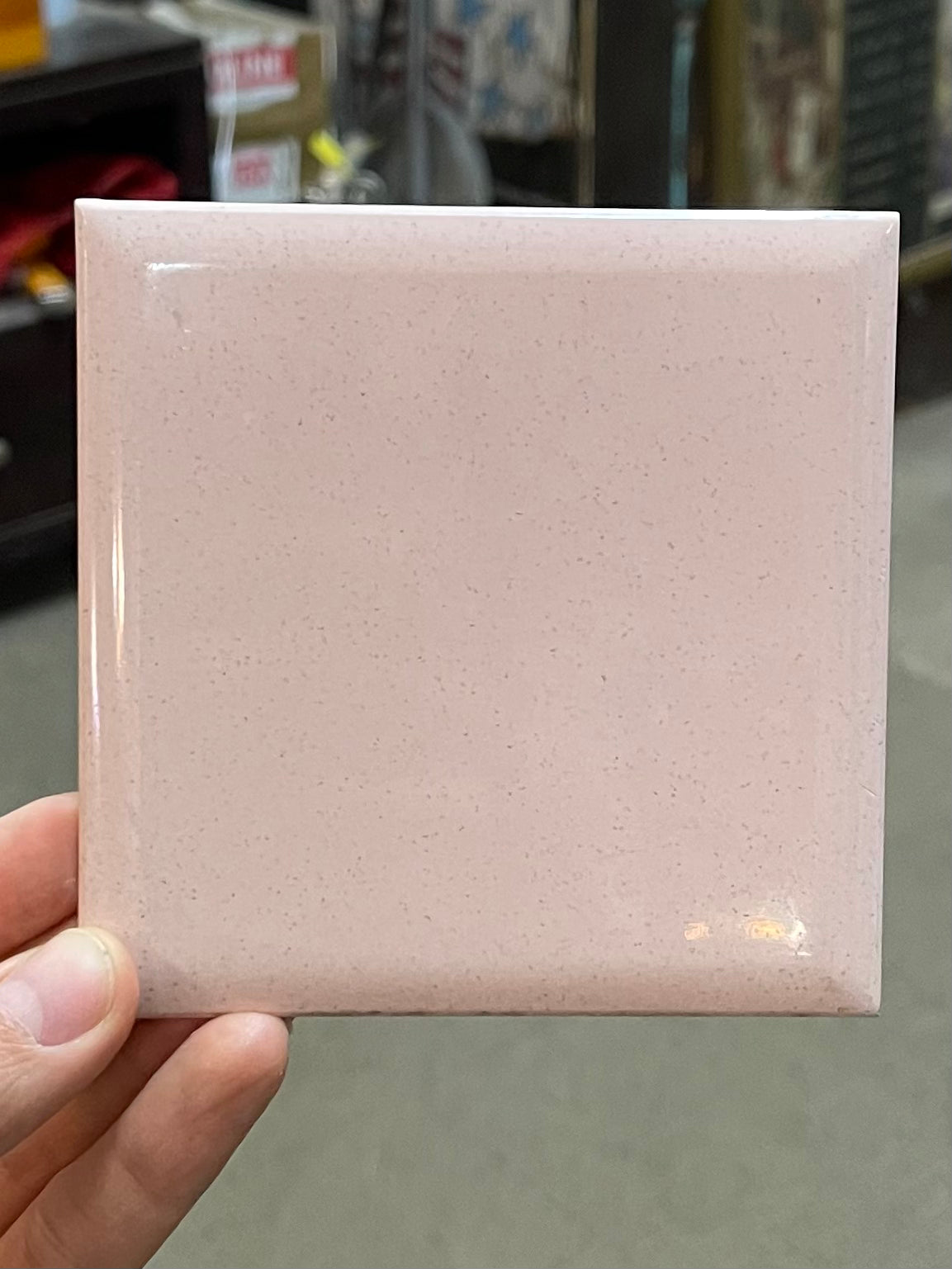 Mid Century Plastic Pink Speckled Tile 4 1/4" x 4 1/4"