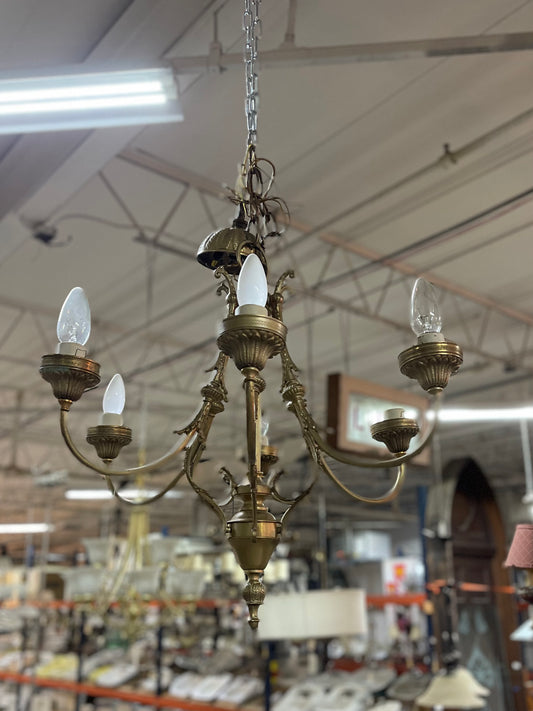 6 Bulb Brass Chandelier