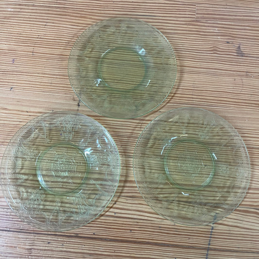 Green Uranium Glass Ballerina Plates