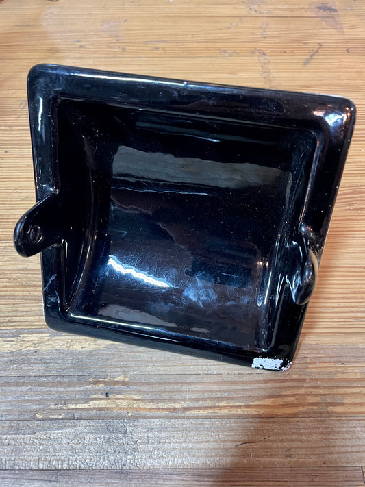Vintage Cast Iron Black Enamel Toilet Paper Holder