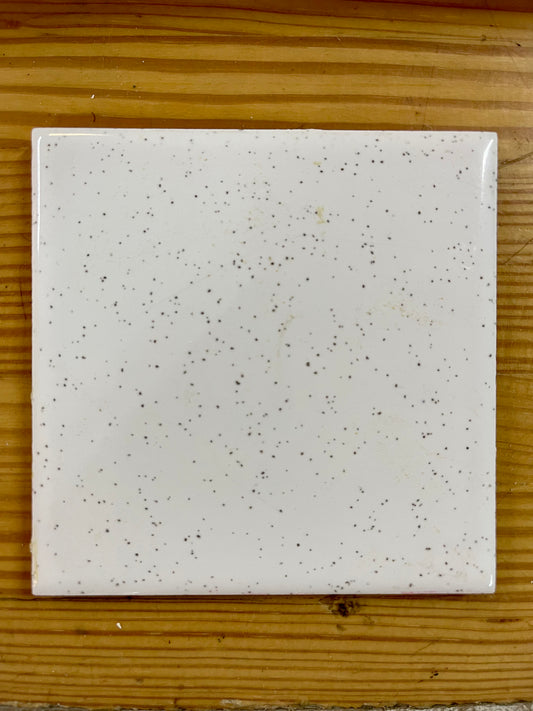 1960s White with Black Speckled Tile 4 1/4”x4 1/4”