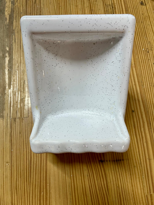 1960s White with Black Speckled Soap Dish