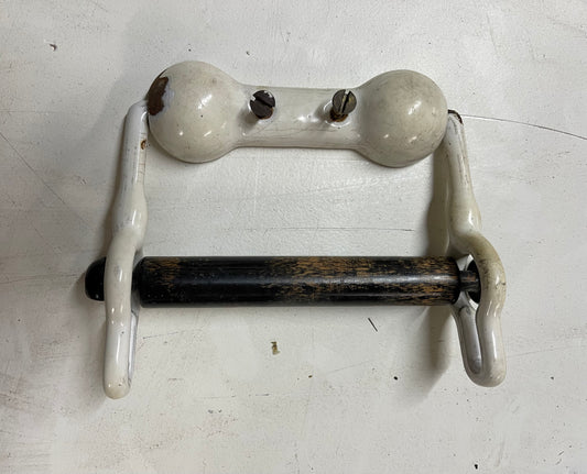 Vintage Enamel Cast Iron Toilet Paper Holder