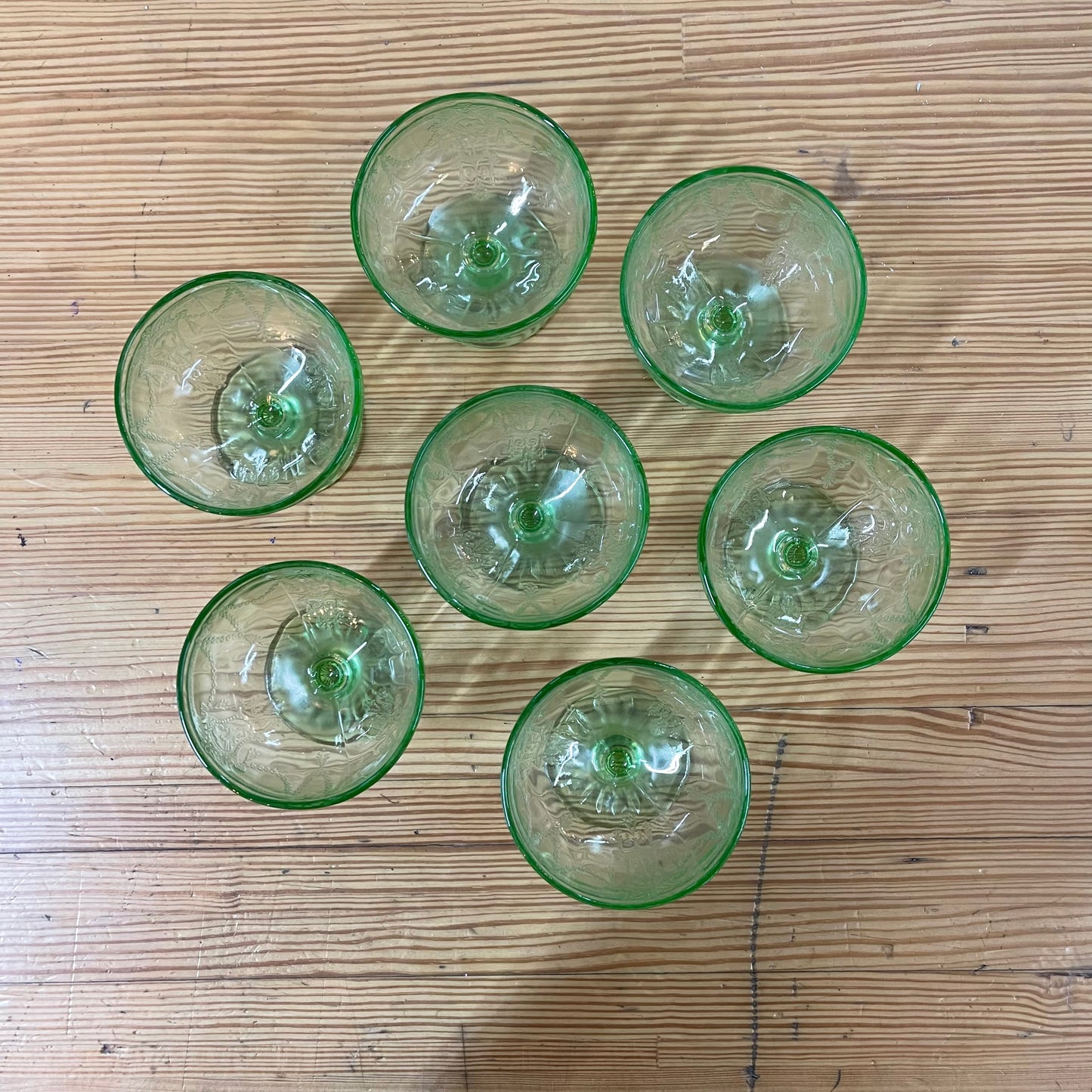 Green Uranium Ballerina Sherbet Dishes
