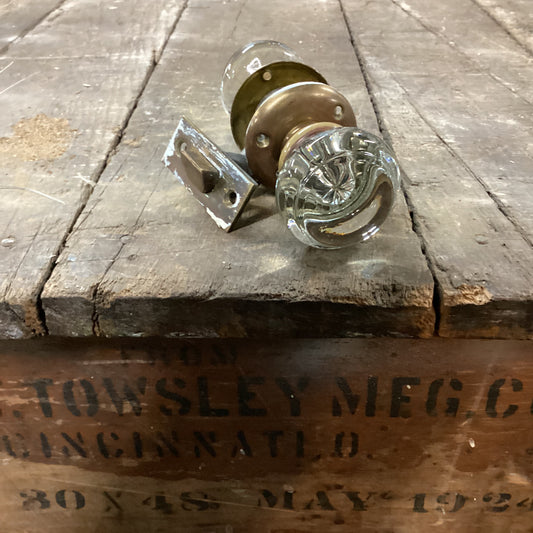 Vintage Glass Privacy Door Knob Set