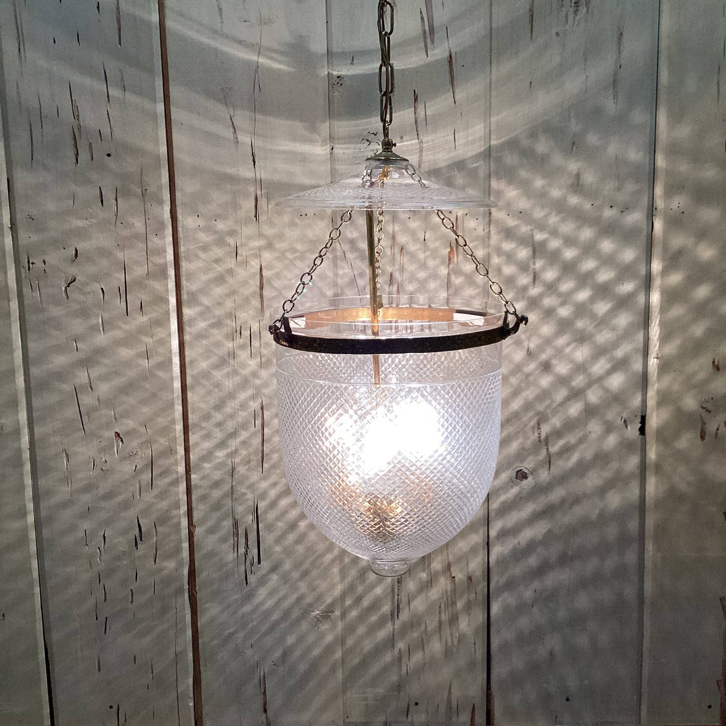 Three Bulb Etched Glass Pendant Light