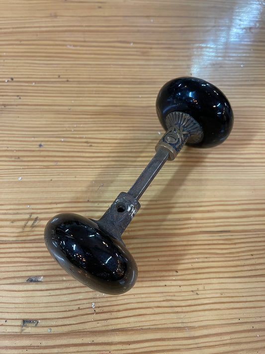 Eastlake Black Ceramic Door Knob Set